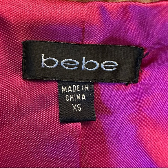 Bebe Retro Yellow Gold Mini Button Front Trench Coat w/ Hot Pink Lining Size XS - Picture 6 of 12